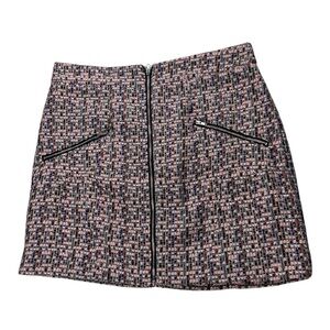Asos Boucle Tweed Front Zip Mini Skirt Size 10 ASO Josie Saltzman Lining Flaws